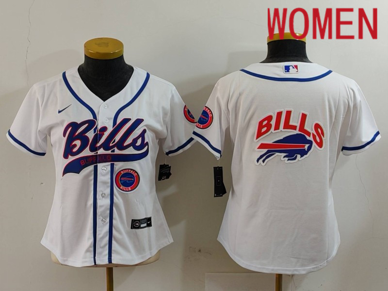 Women Buffalo Bills Blank White Joint Name 2024 Nike Limited NFL Jersey style 9123